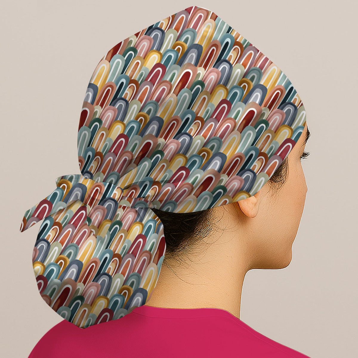Retro Boho Rainbow Arch Scrub Cap