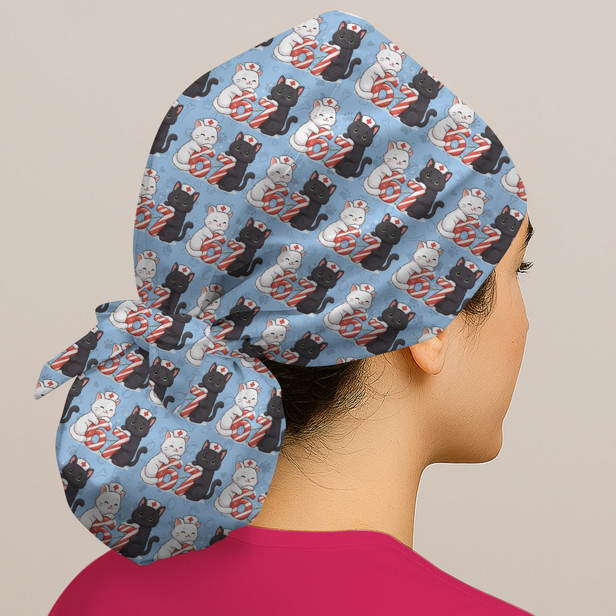 Xmas Cat Nurse Six Seven Scrub Cap