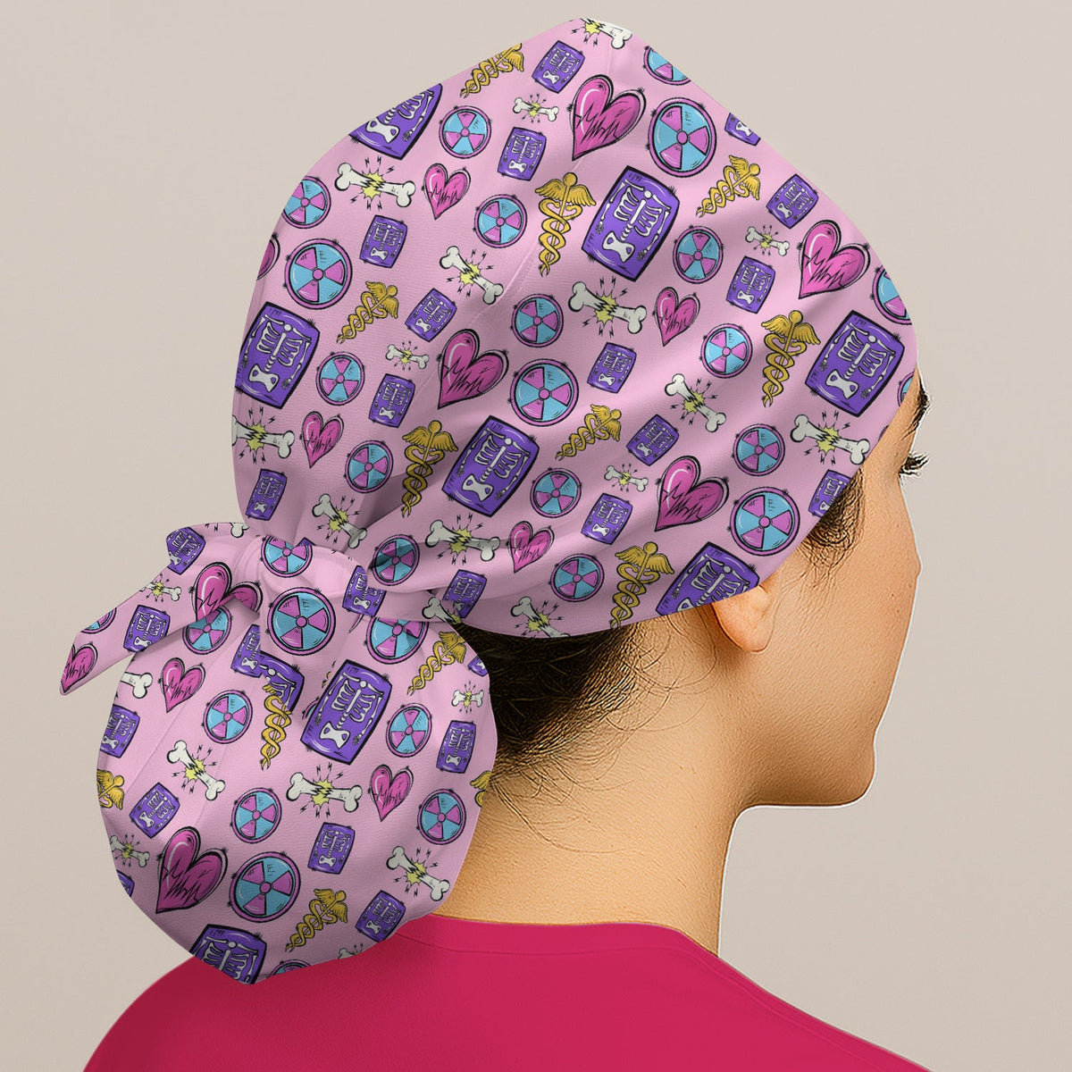 Sassy Heart Bone Caduceus Scrub Cap