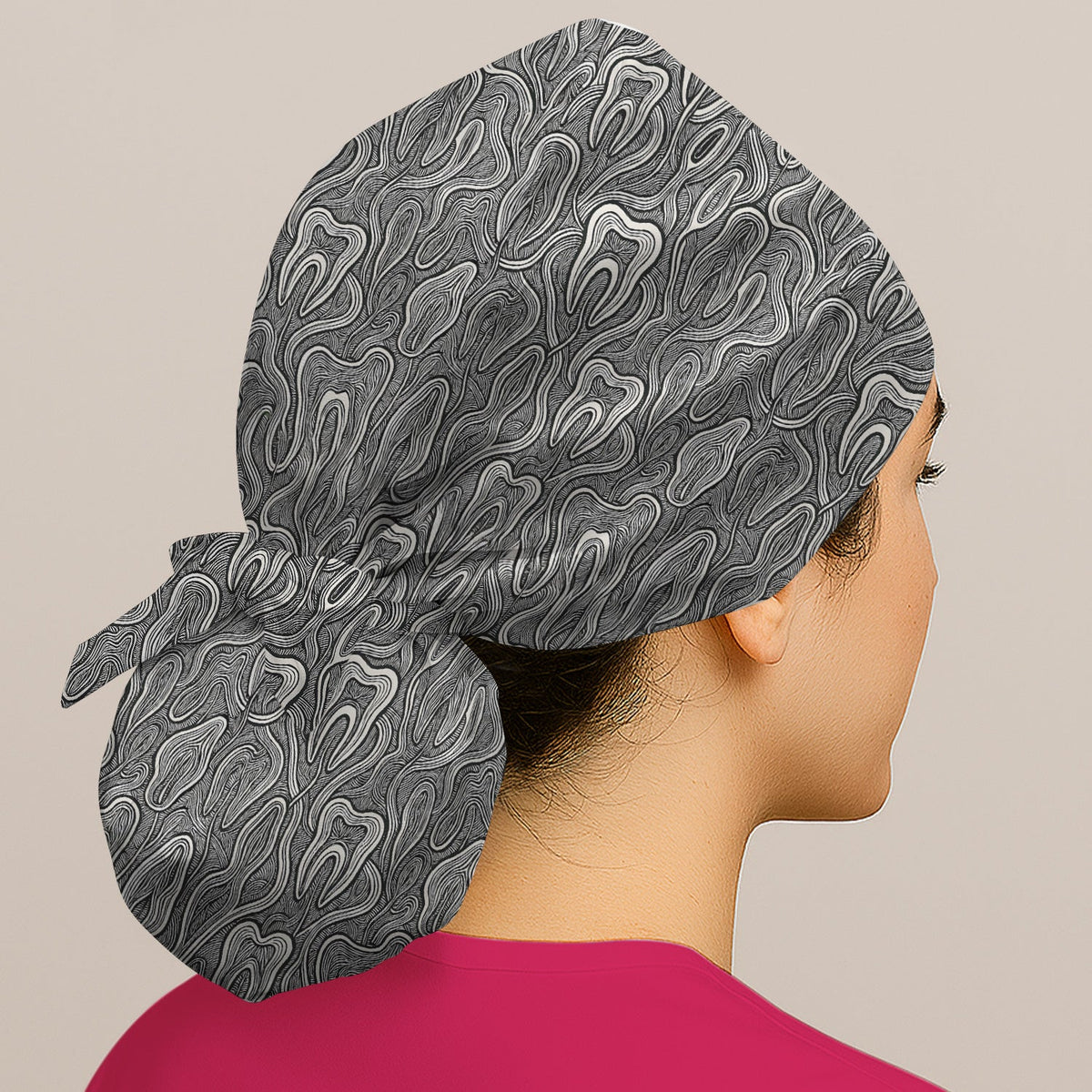 Dental Tooth Line Art Scrub Cap