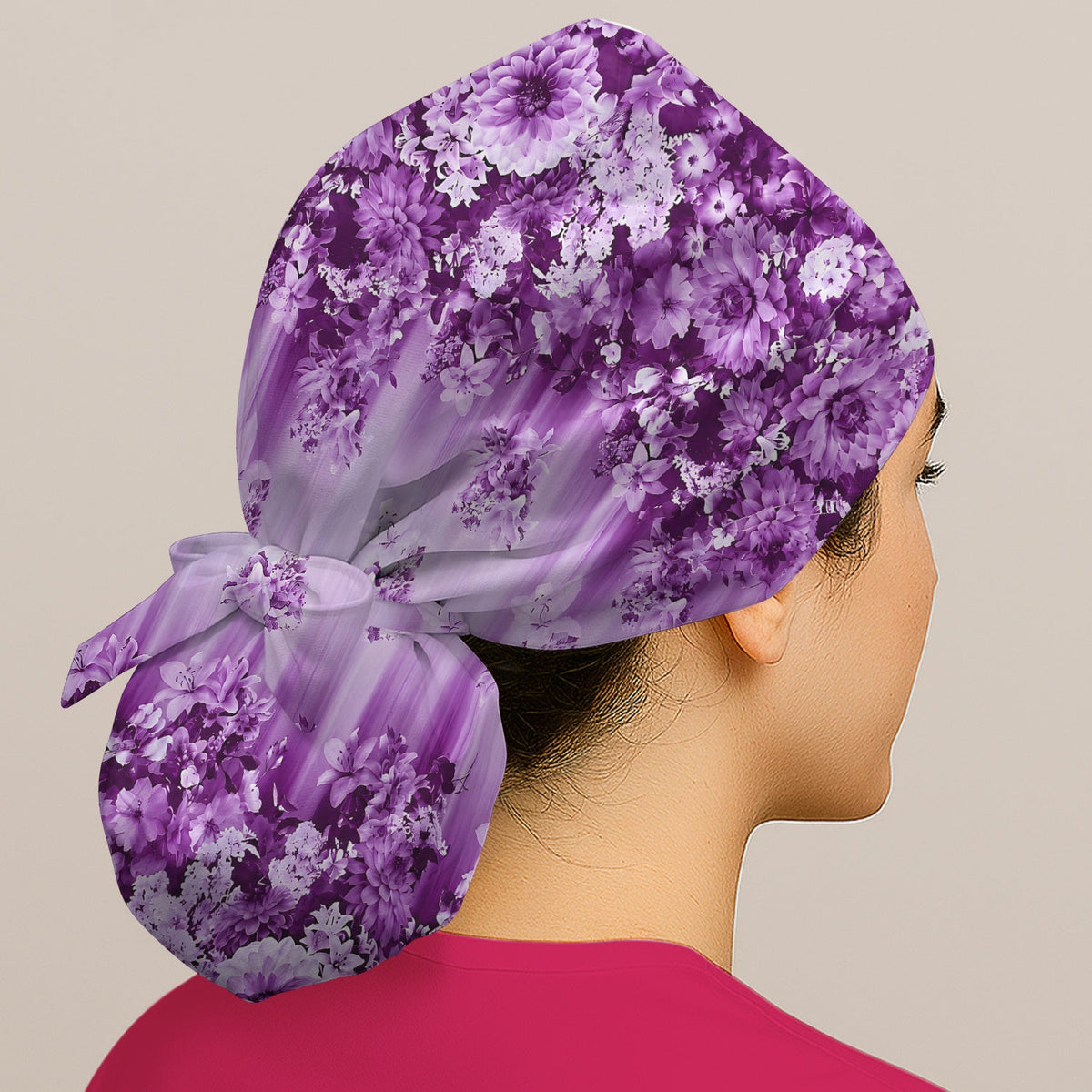 Purple Blossom Garden Scrub Cap
