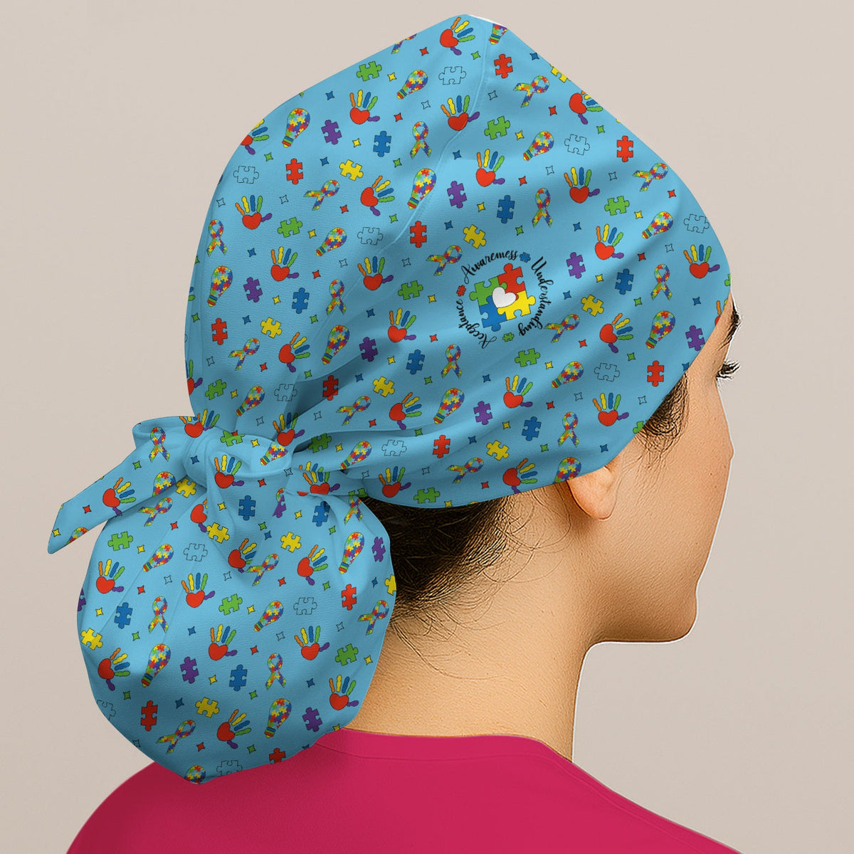 Autism Awareness Colorful Puzzle Scrub Cap