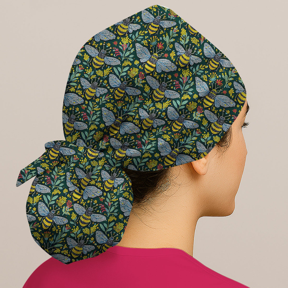 Honey Bee Wildflower Garden Scrub Cap For Nurse