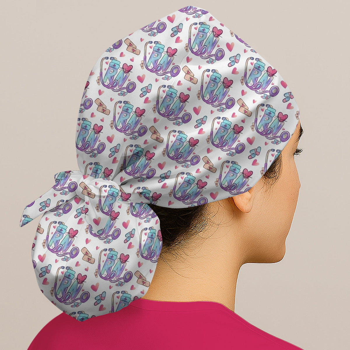 Nurse Life RN Heart Scrub Cap