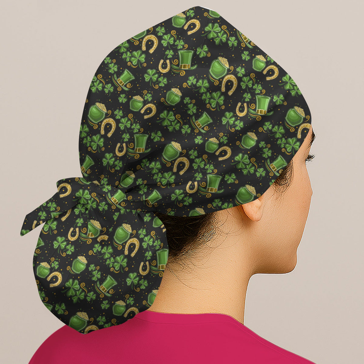 St Patrick Shamrock Scrub Cap
