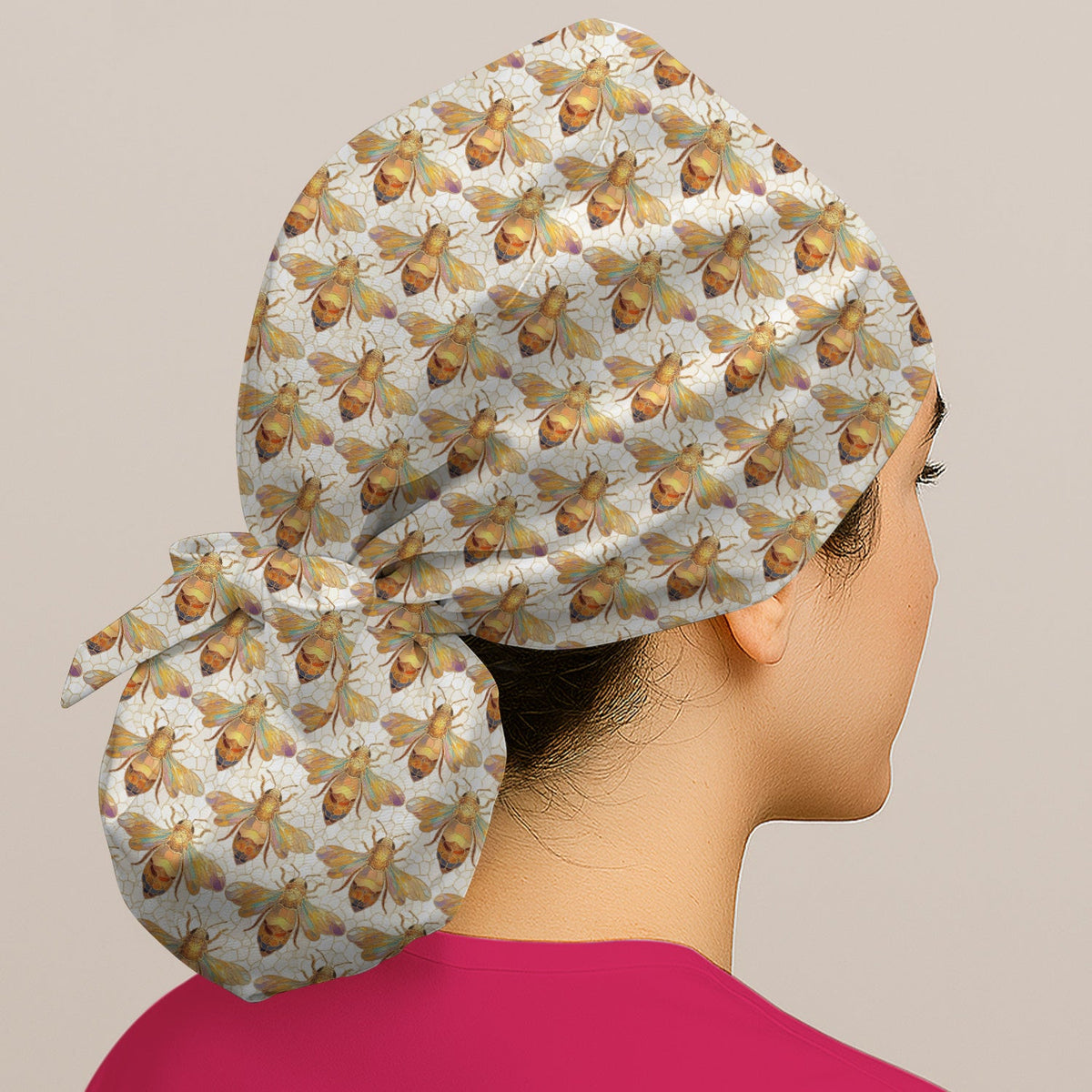 Golden Honey Bee Honeycomb Scrub Cap