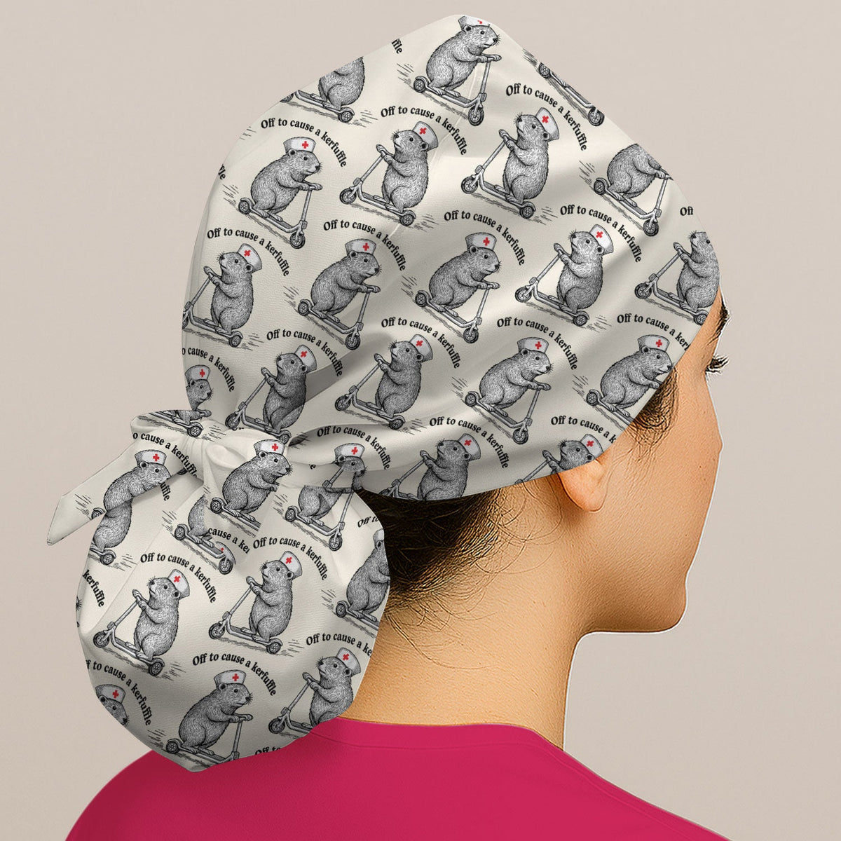 Mouse Scooter Scrub Cap
