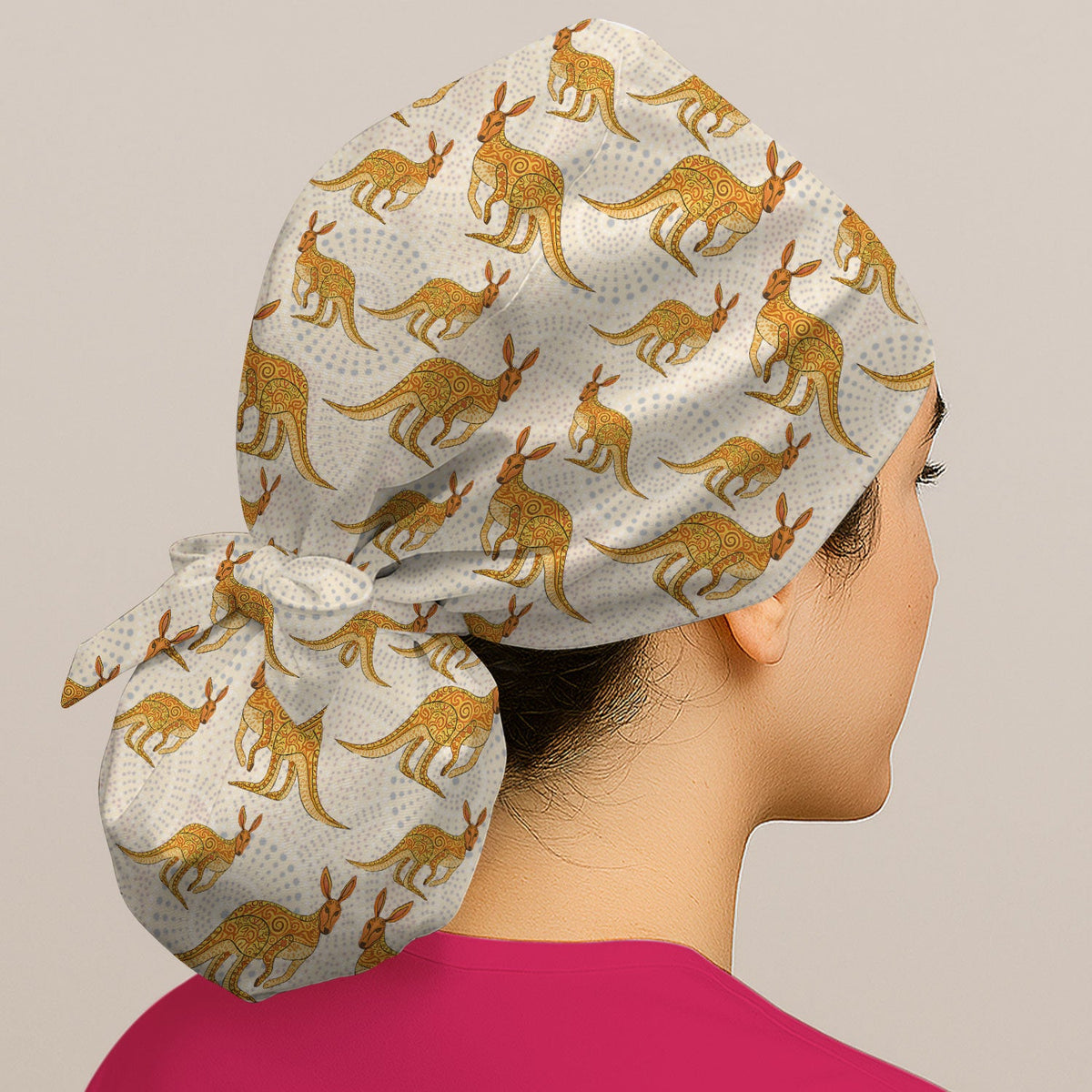 Australian Kangaroo Dot Art Scrub Cap