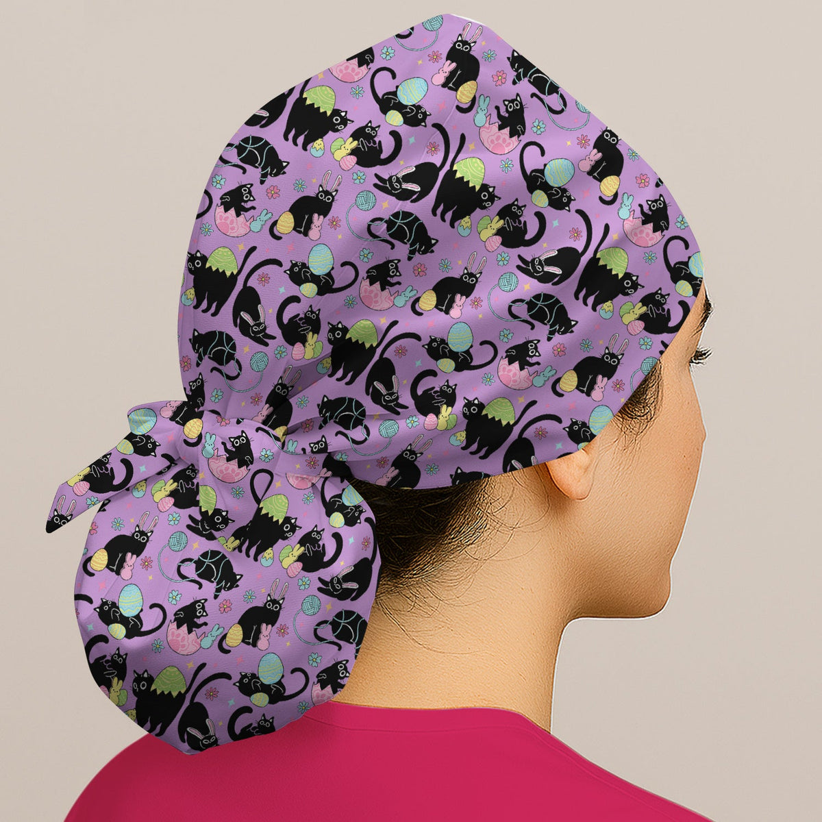 Black Cat Egg Scrub Cap - Easter Gift