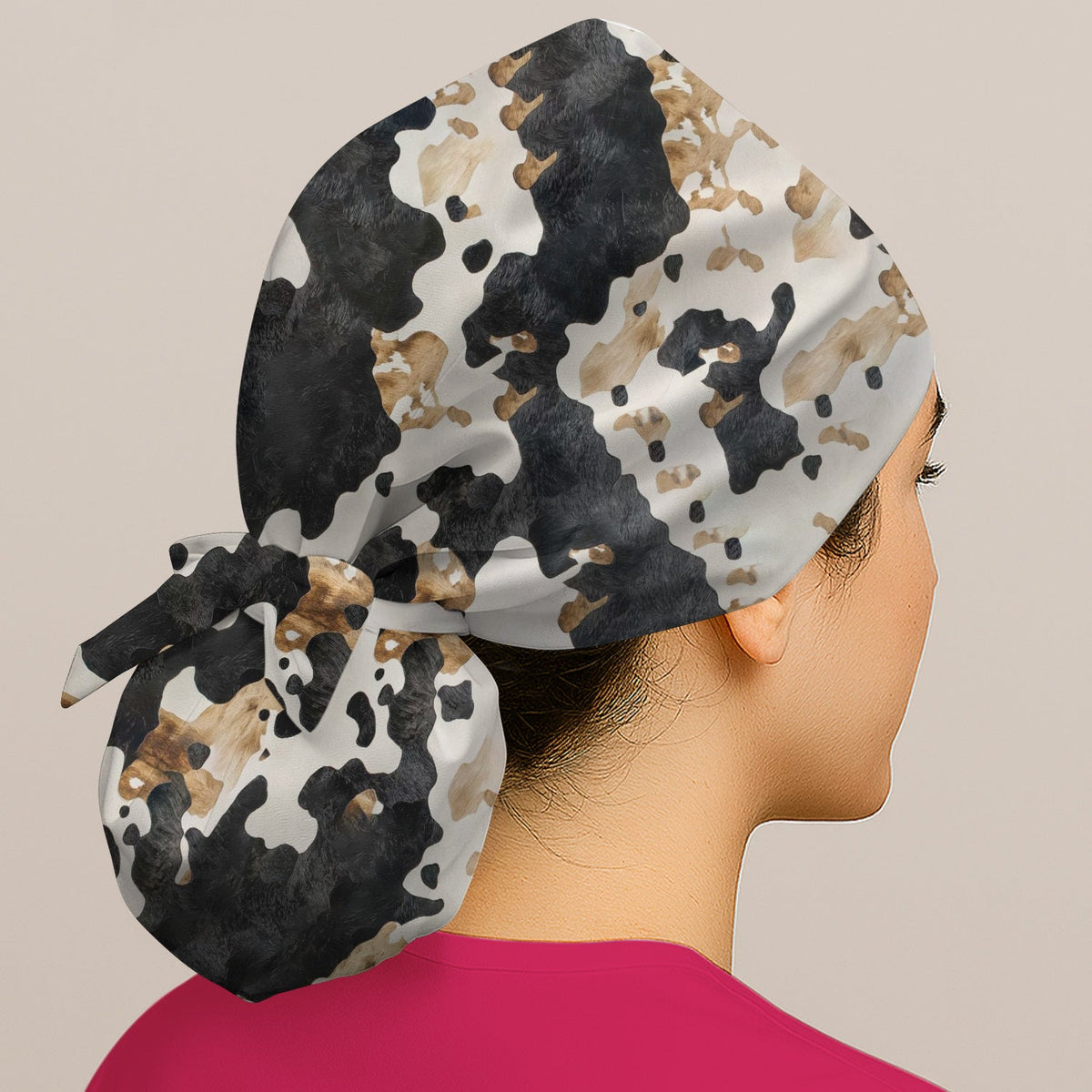Classic Cow Print Scrub Cap