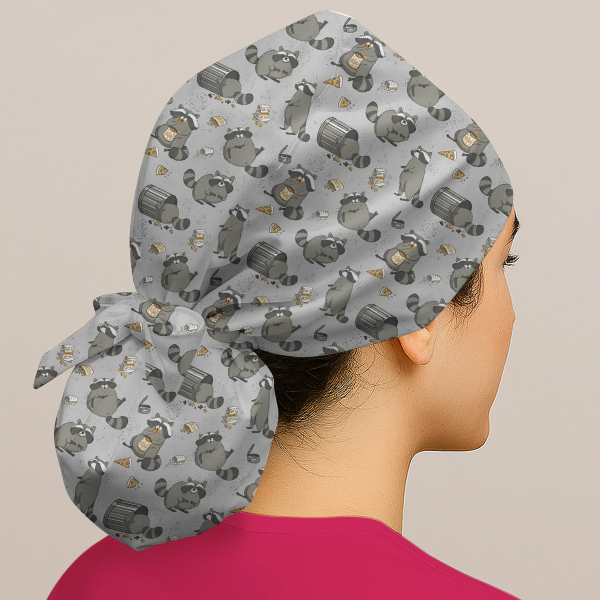 Raccoon Snack Trash Can Scrub Cap