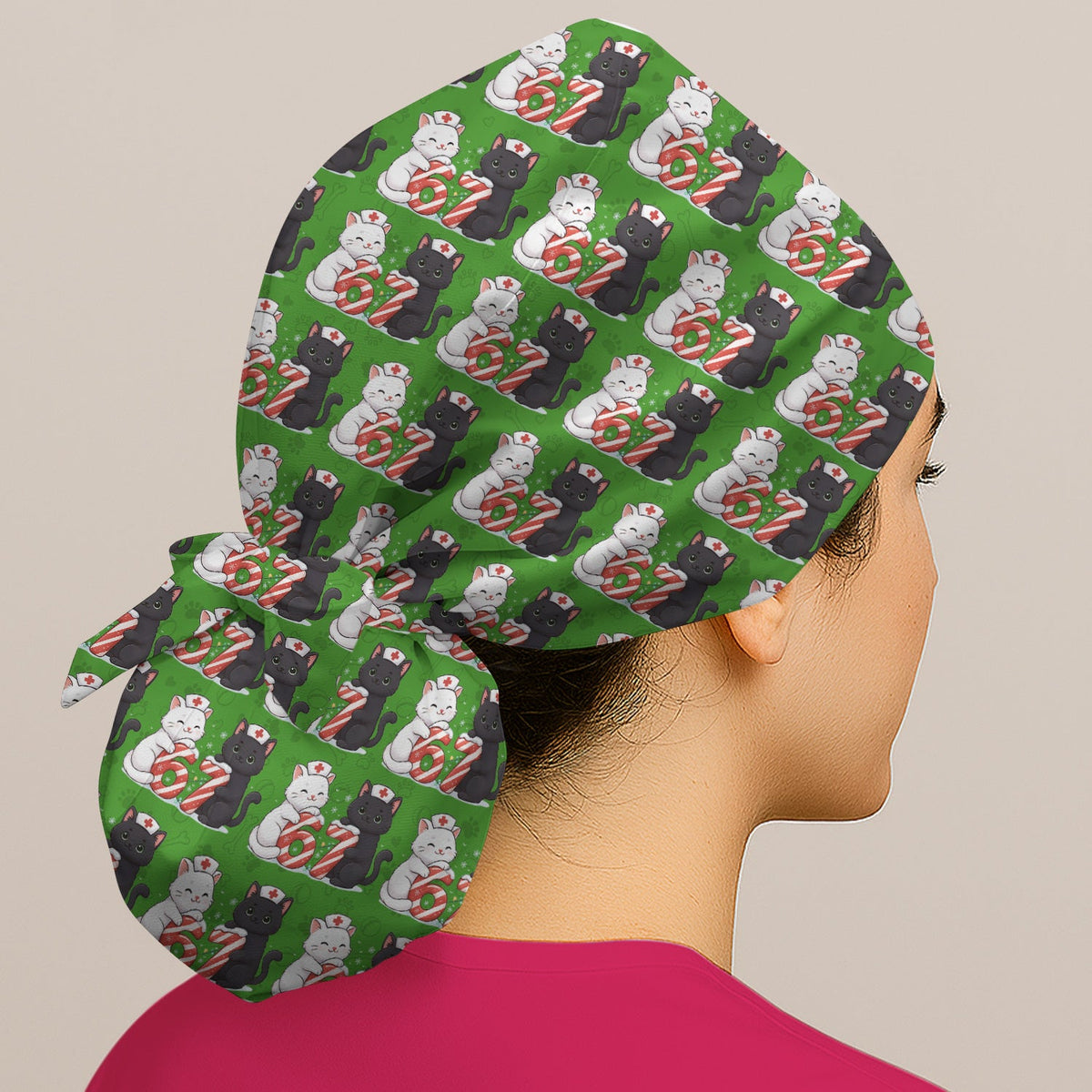 Xmas Cat Nurse Six Seven Scrub Cap
