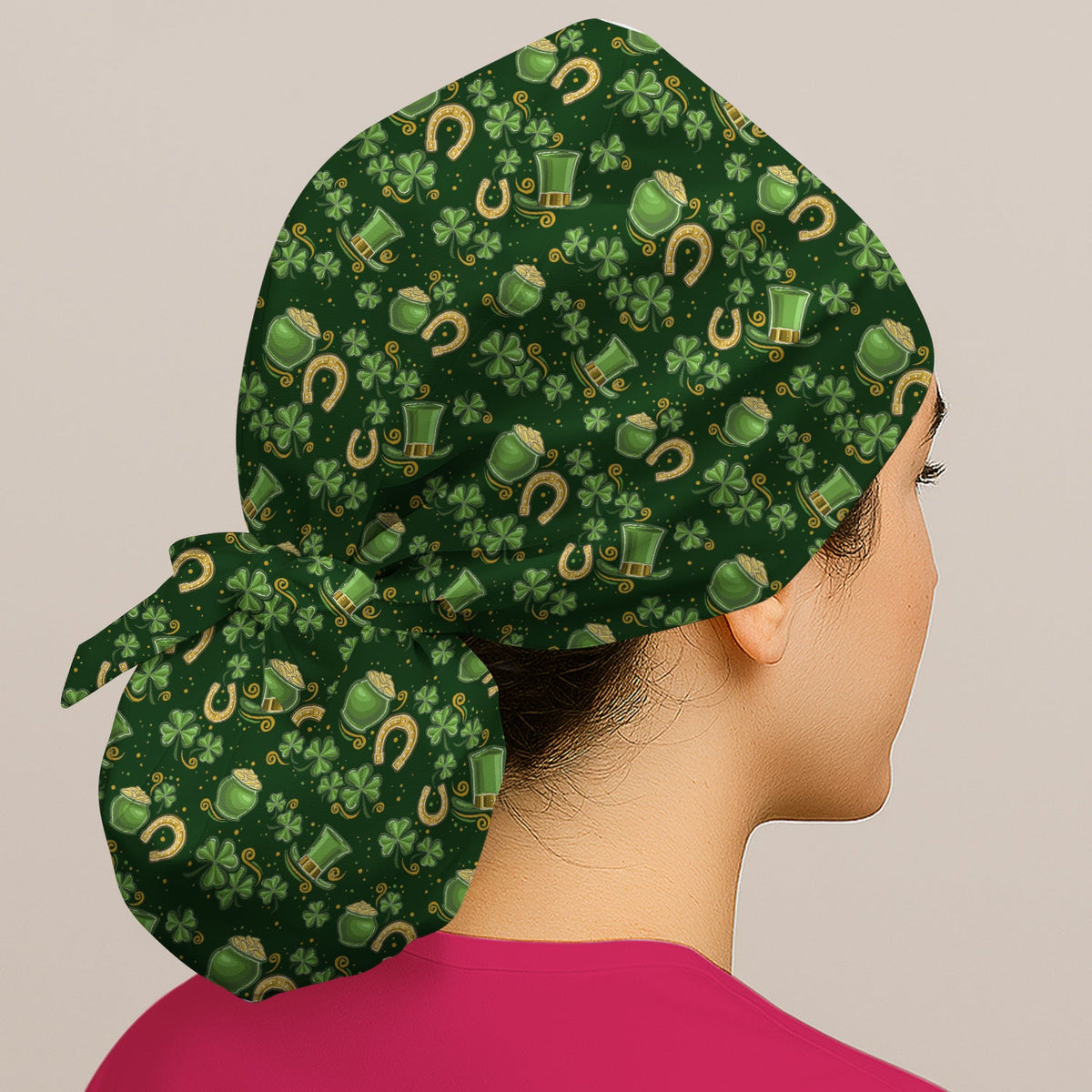 St Patrick Shamrock Scrub Cap