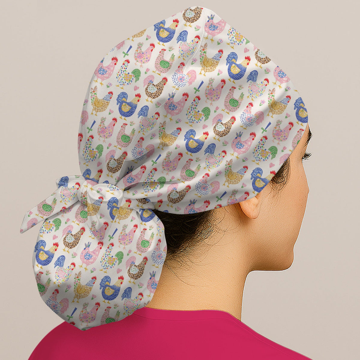 Colorful Chicken Farm Scrub Cap
