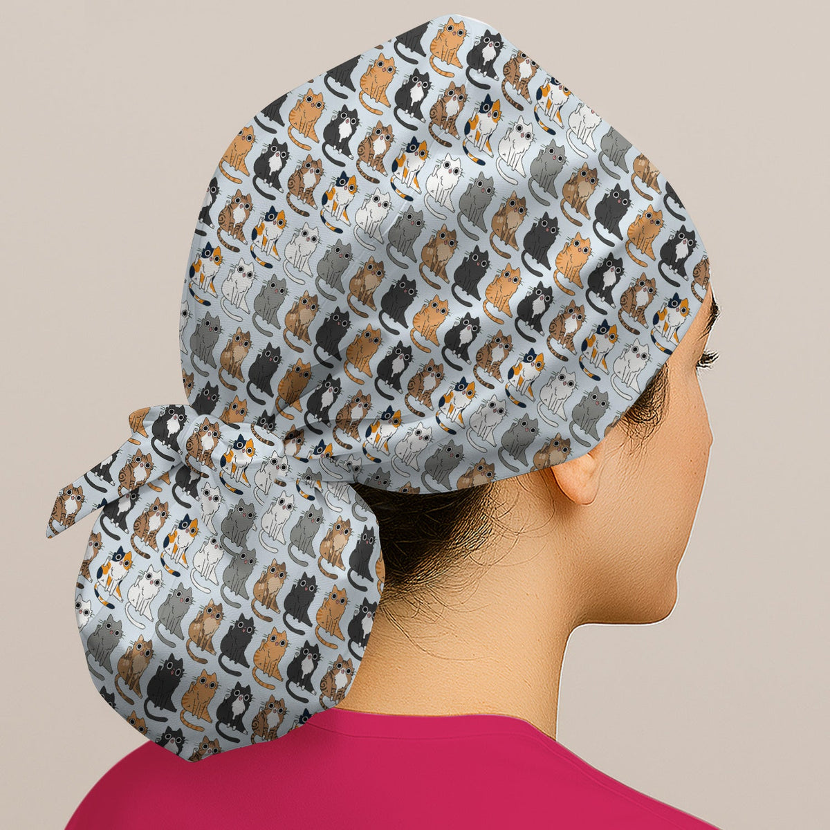 Cat Pattern Scrub Cap