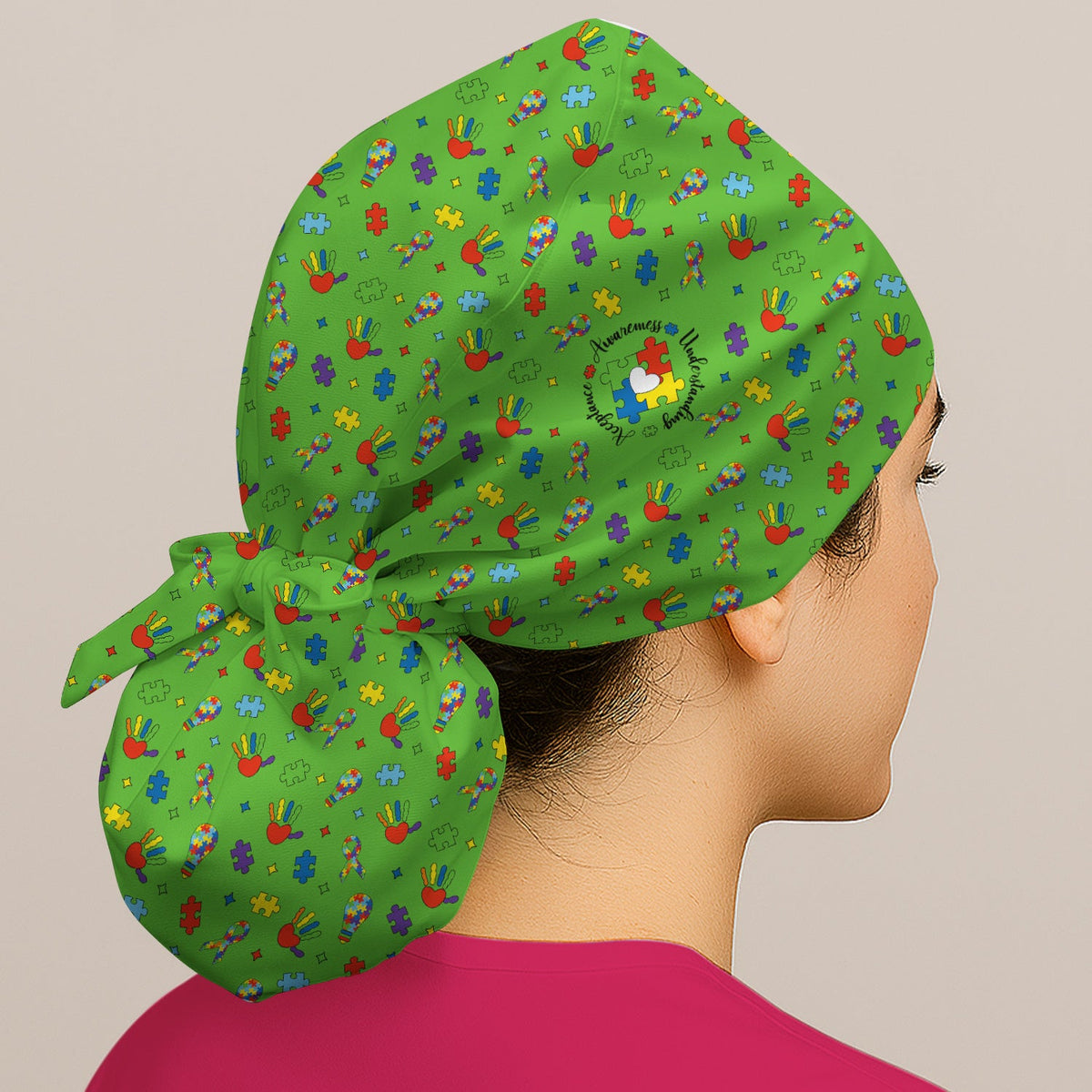 Autism Awareness Colorful Puzzle Scrub Cap