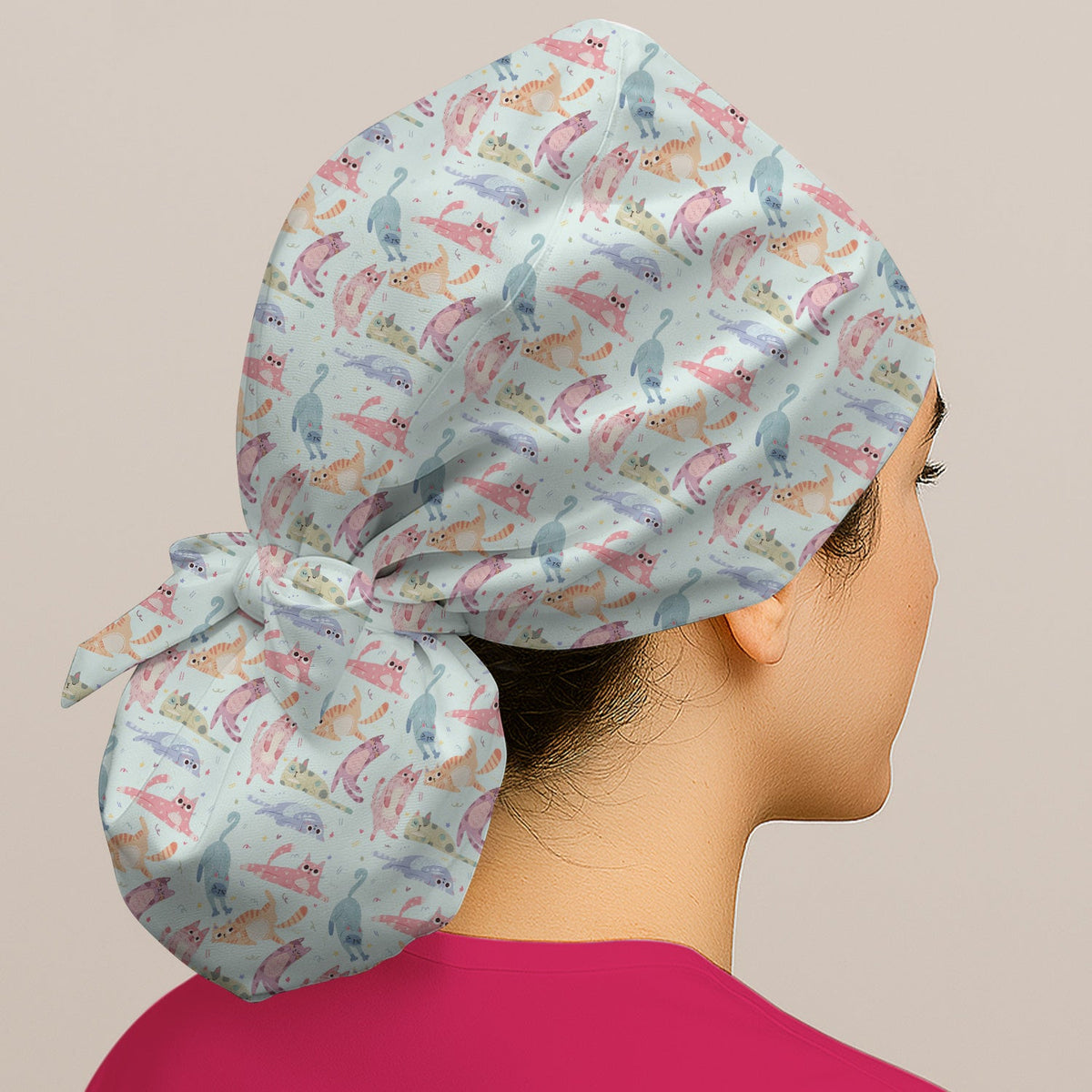Pastel Cat Scrub Cap