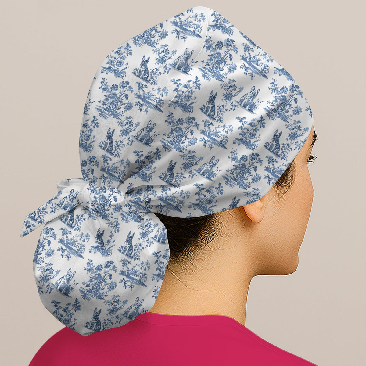 German Shepherd Toile De Jouy Scrub Cap