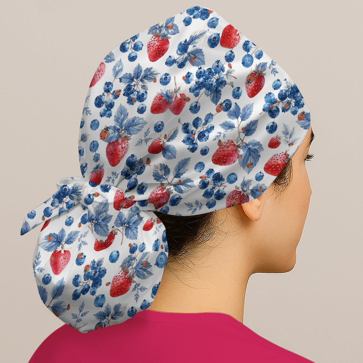 Strawberry Blueberry Ladybug Scrub Cap
