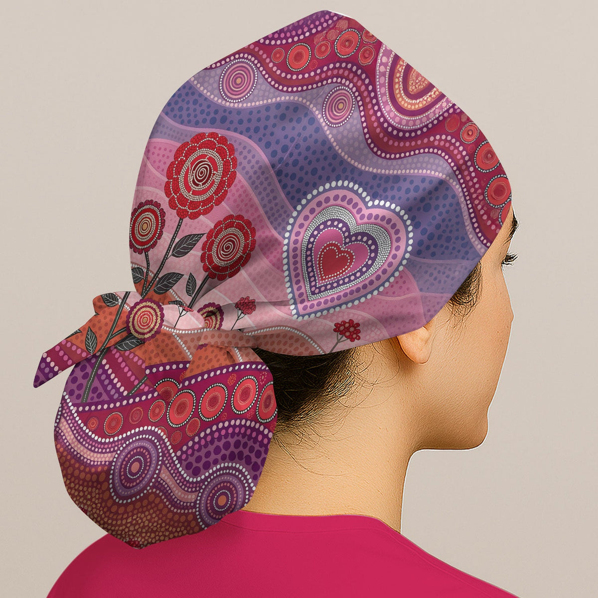Boho Dot Art Heart Scrub Cap - Valentines Day Gift For Nurse