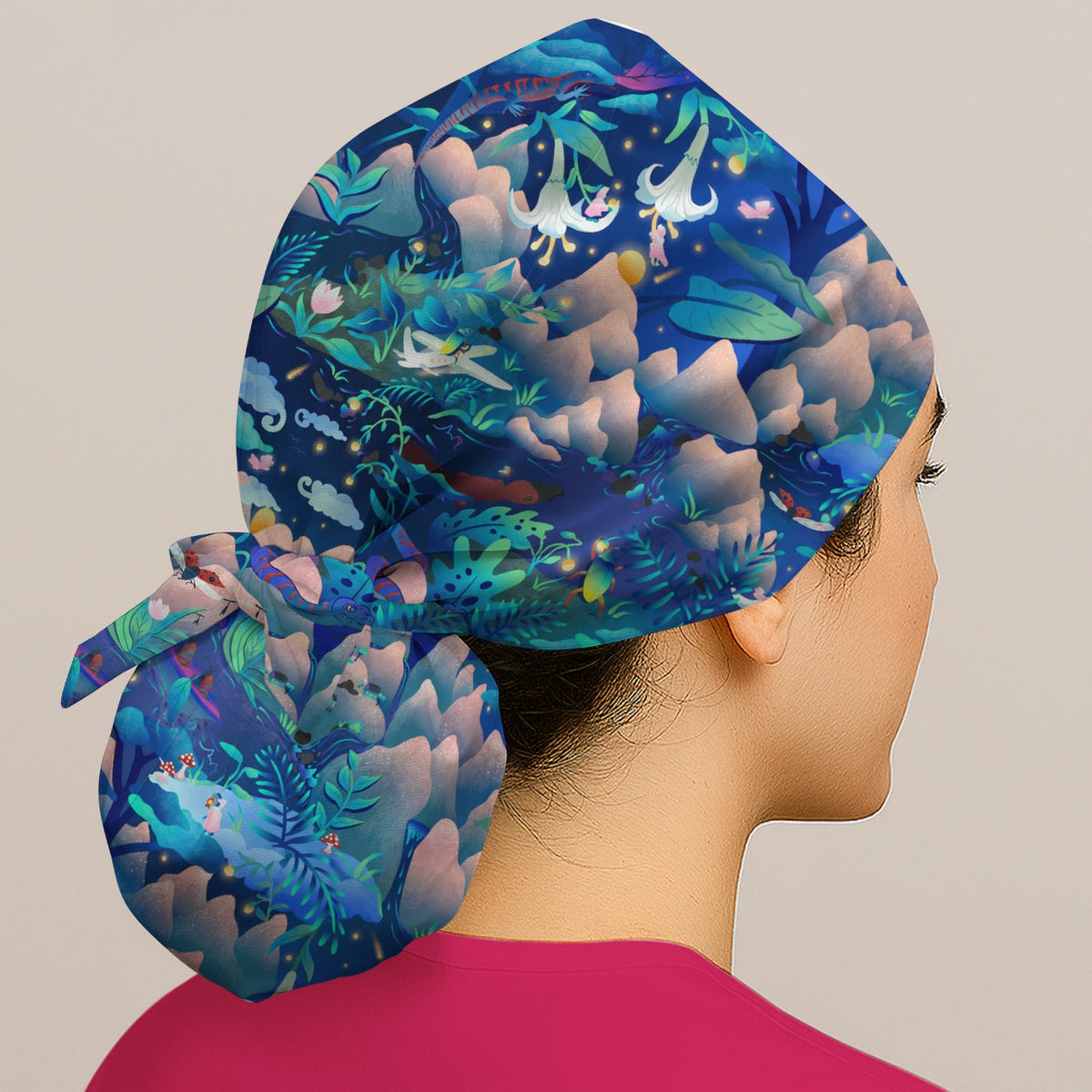 Whimsical Mountain Bug Scrub Cap