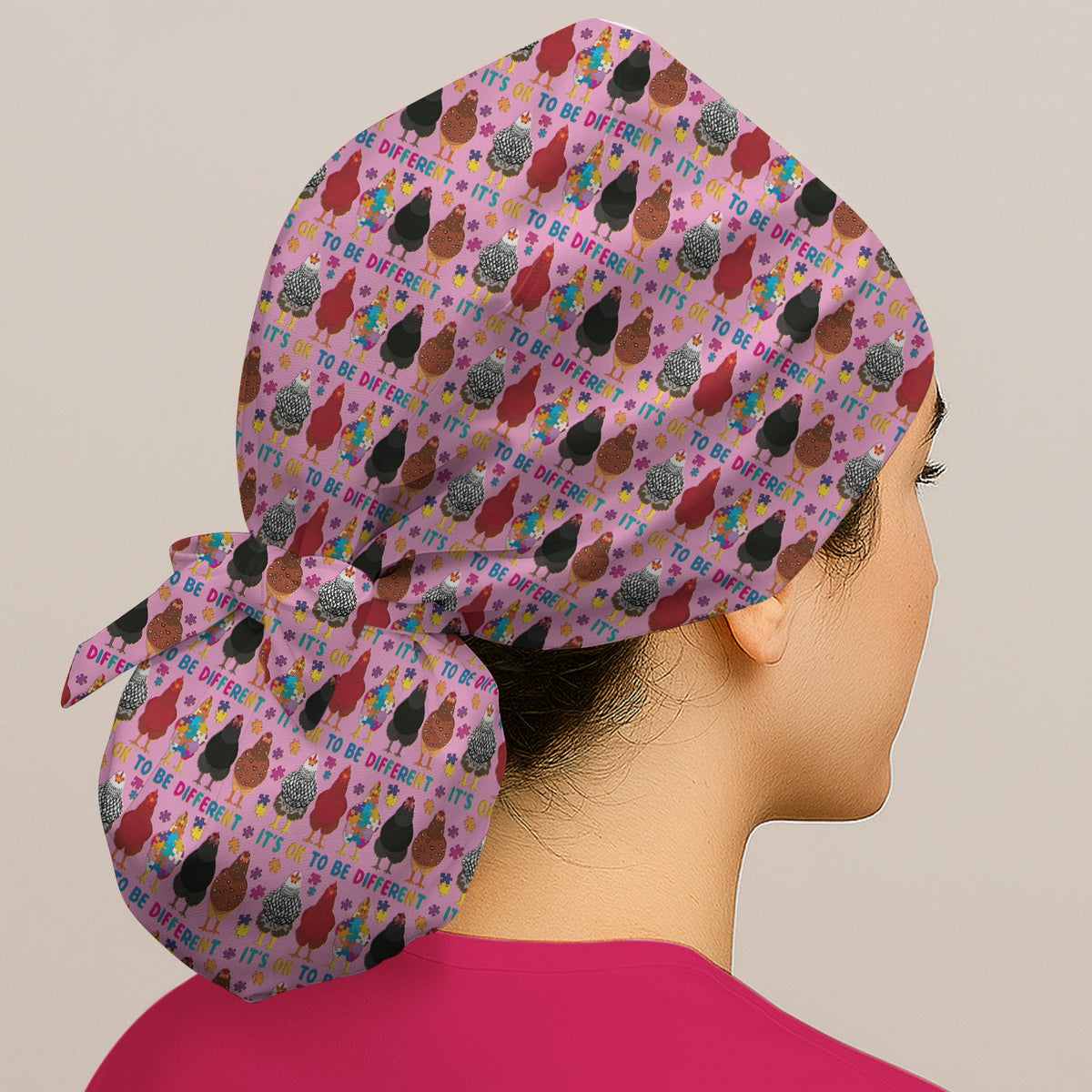 Autism Chicken It's OK To Be Different Scrub Cap