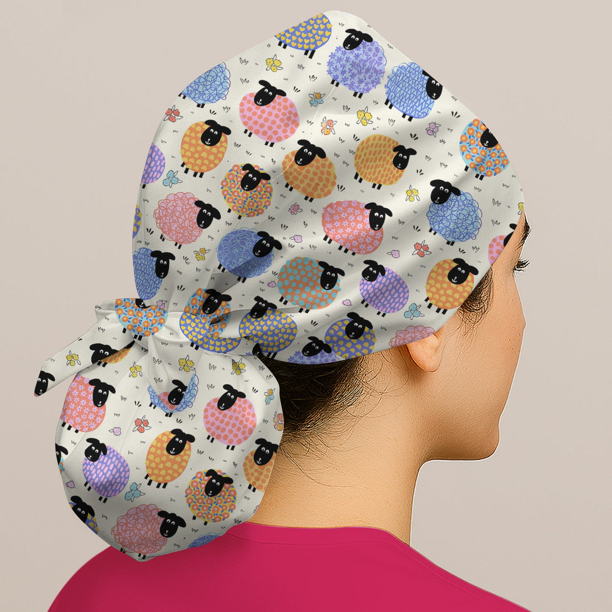 Colorful Sheep Scrub Cap