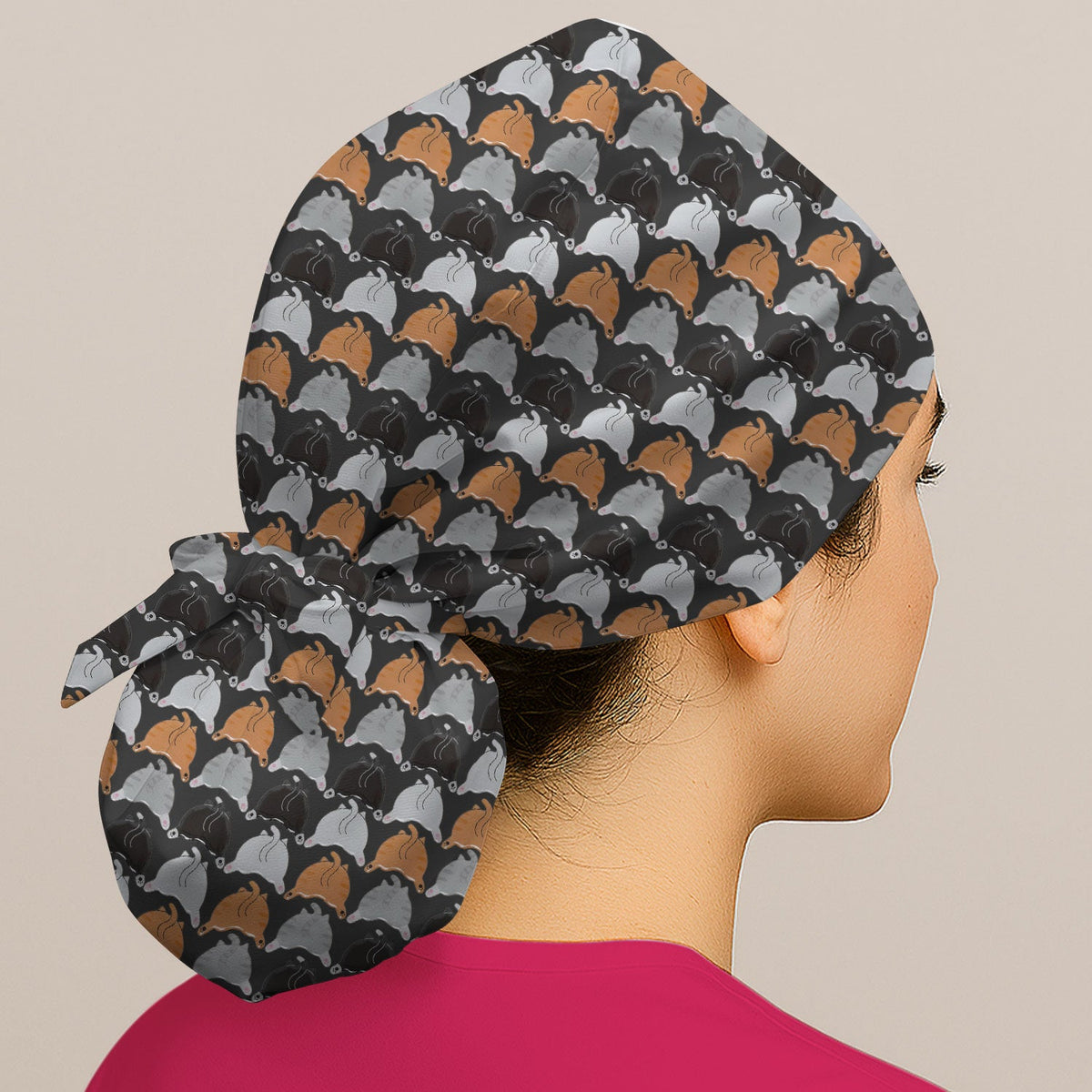 Multicolor Cat Scrub Cap