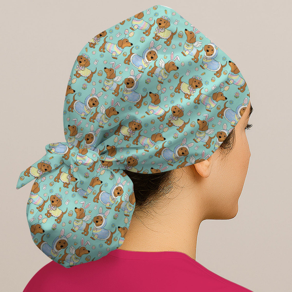 Dachshund Bunny Scrub Cap - Easter Gift For Nurse