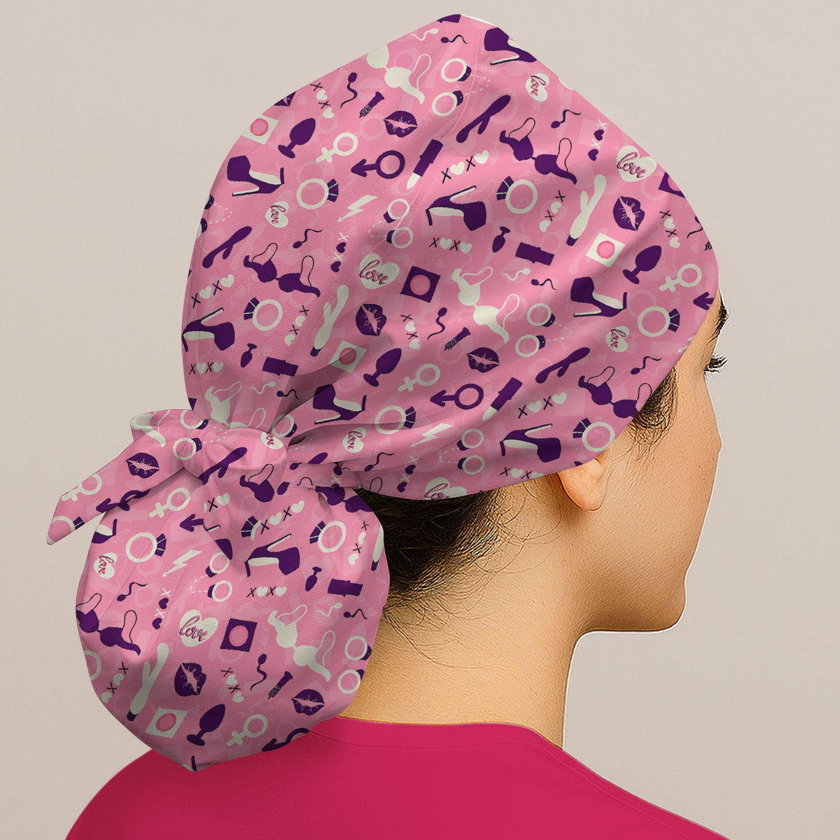 Valentine Nurse Pink Love Scrub Cap