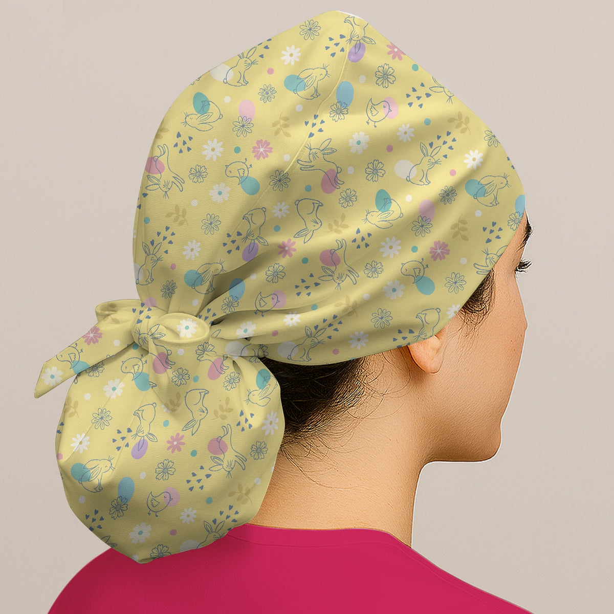 Whimsical Easter Bunny Eggs Scrub Cap
