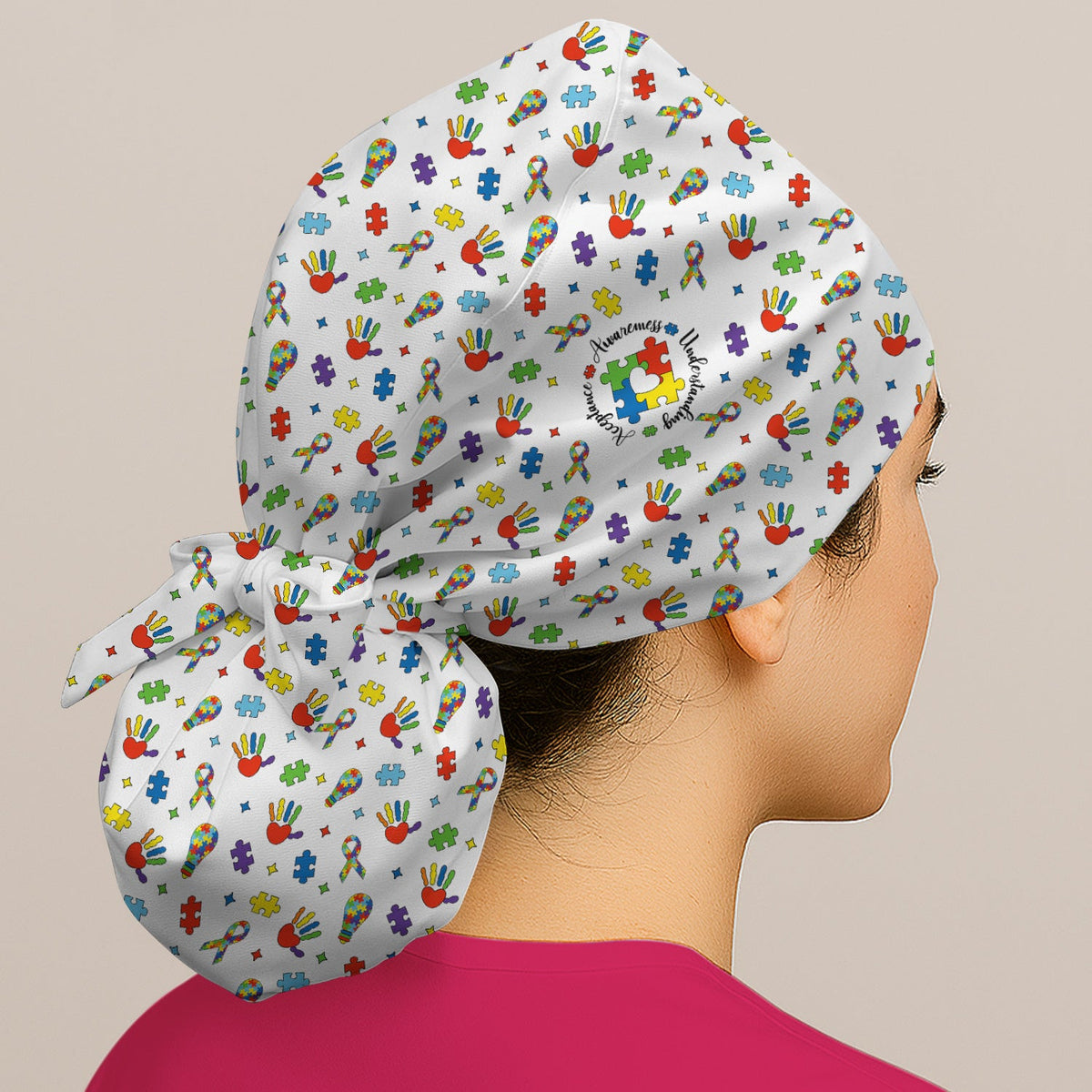 Autism Awareness Colorful Puzzle Scrub Cap