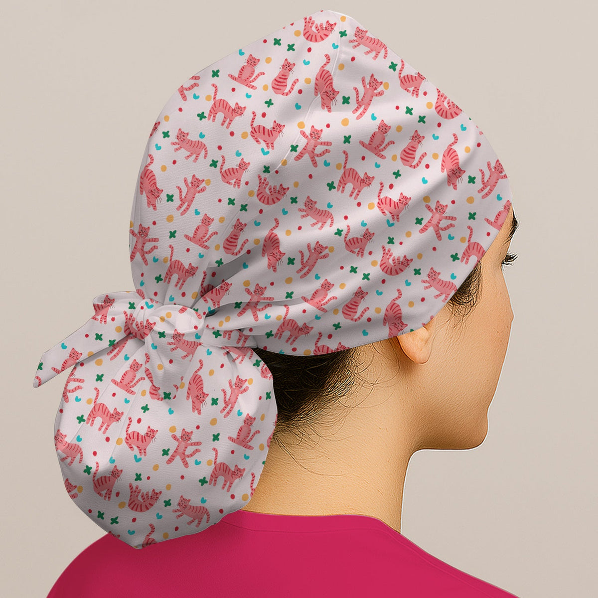 Pink Cat Scrub Cap