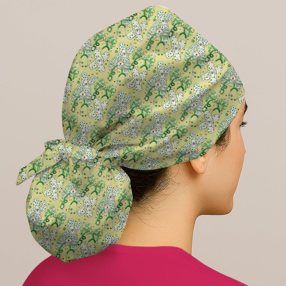 St Patrick Shamrock Stethoscope Scrub Cap