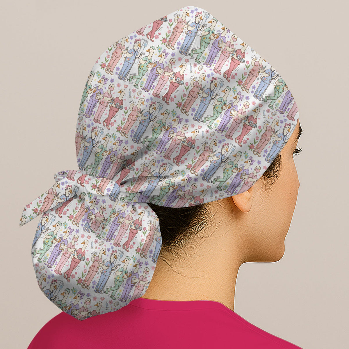 Goose Characters Floral Nurse Scrub Top