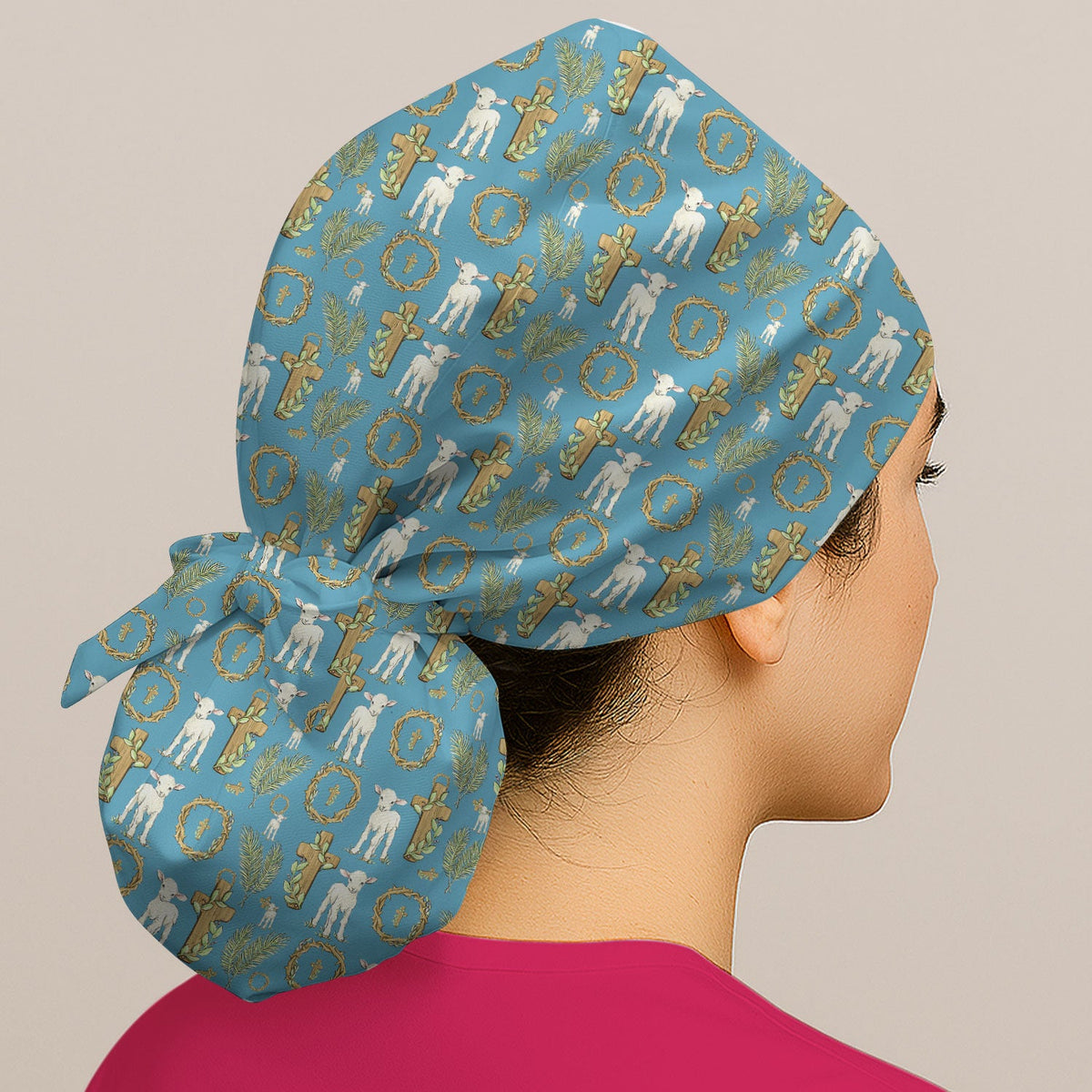 Faith Lamb Cross Scrub Cap