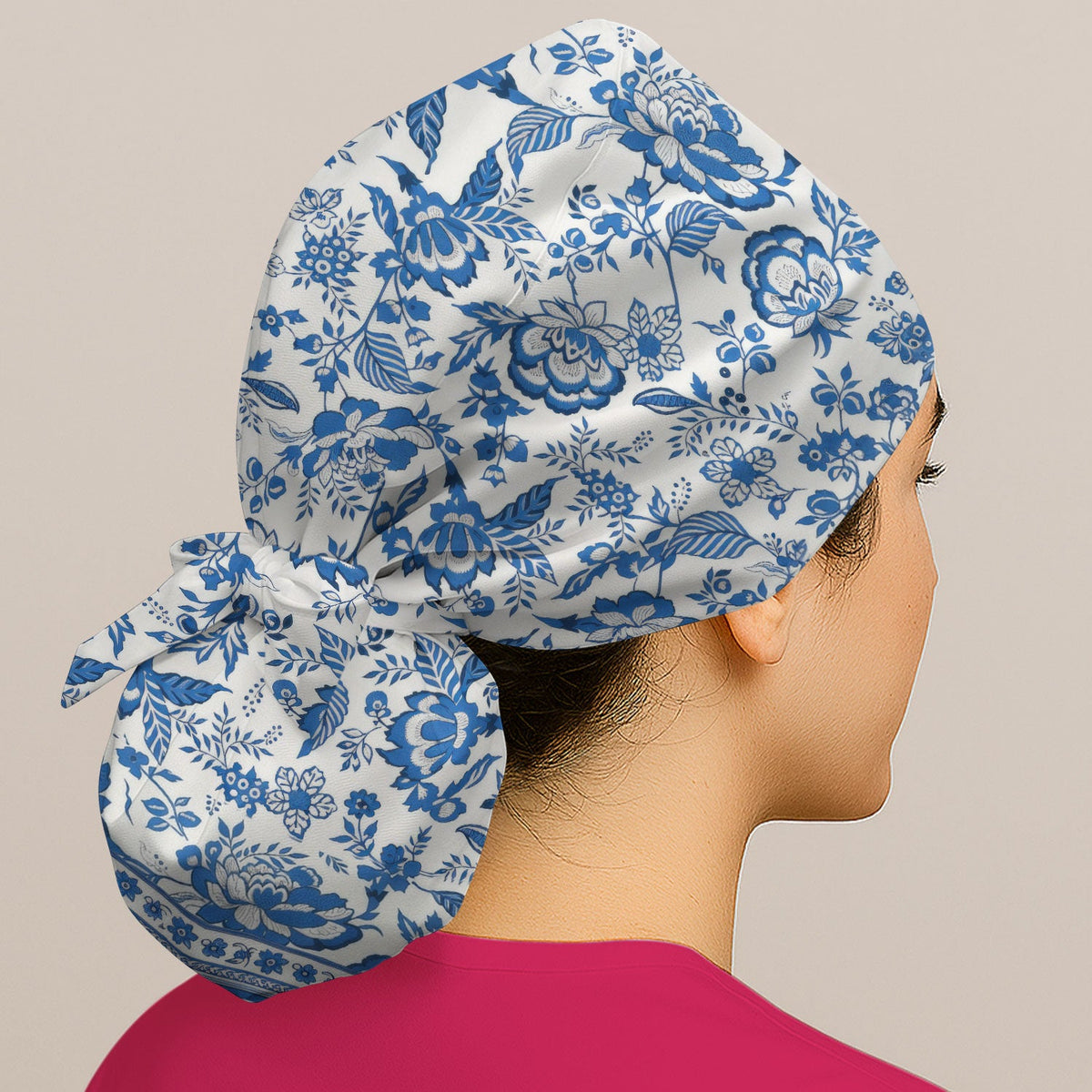 Toile De Jouy Floral Scrub Cap