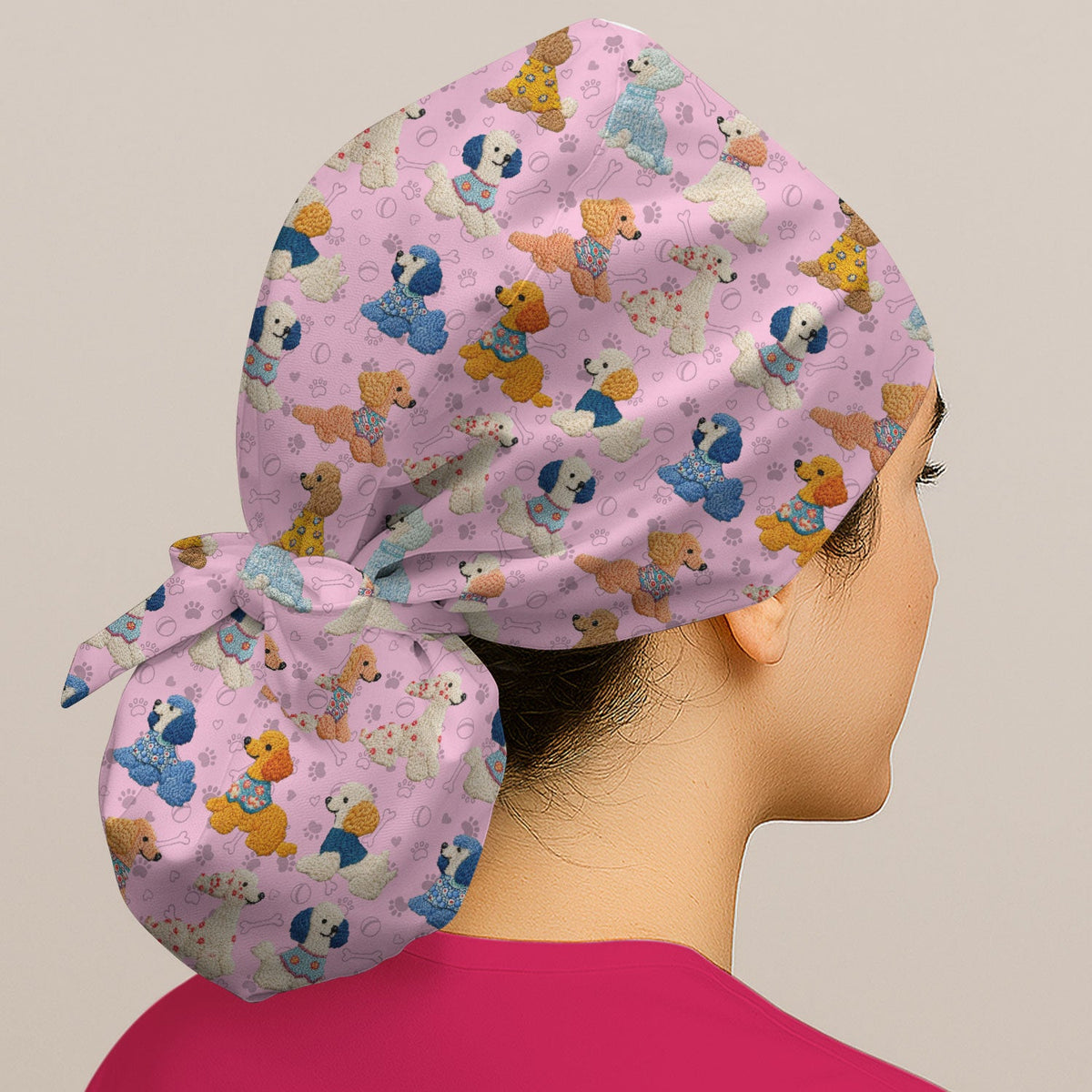 Colorful Poodle Scrub Cap