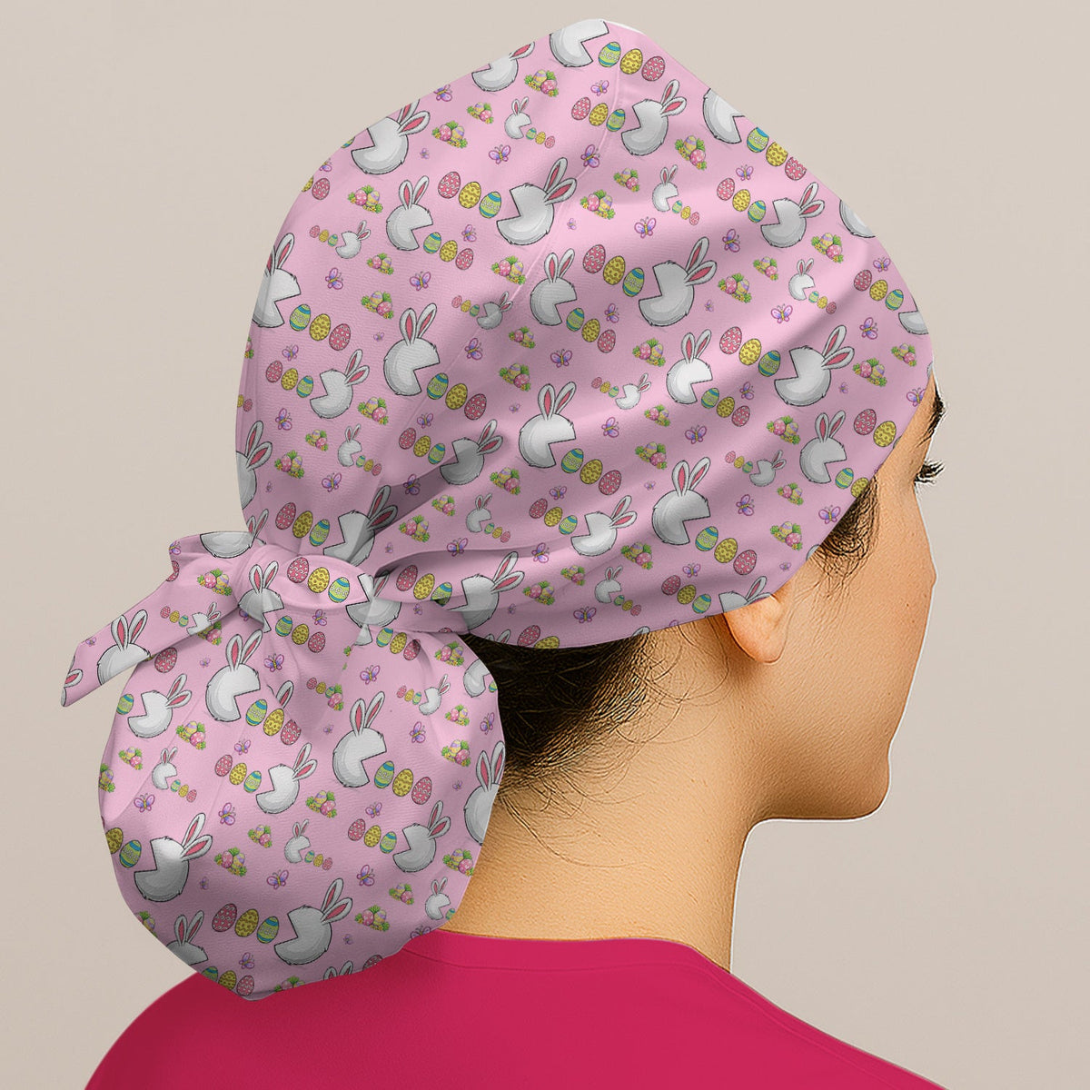 Bunny Colorful Eggs Scrub Cap - Easter Gift For Nurse