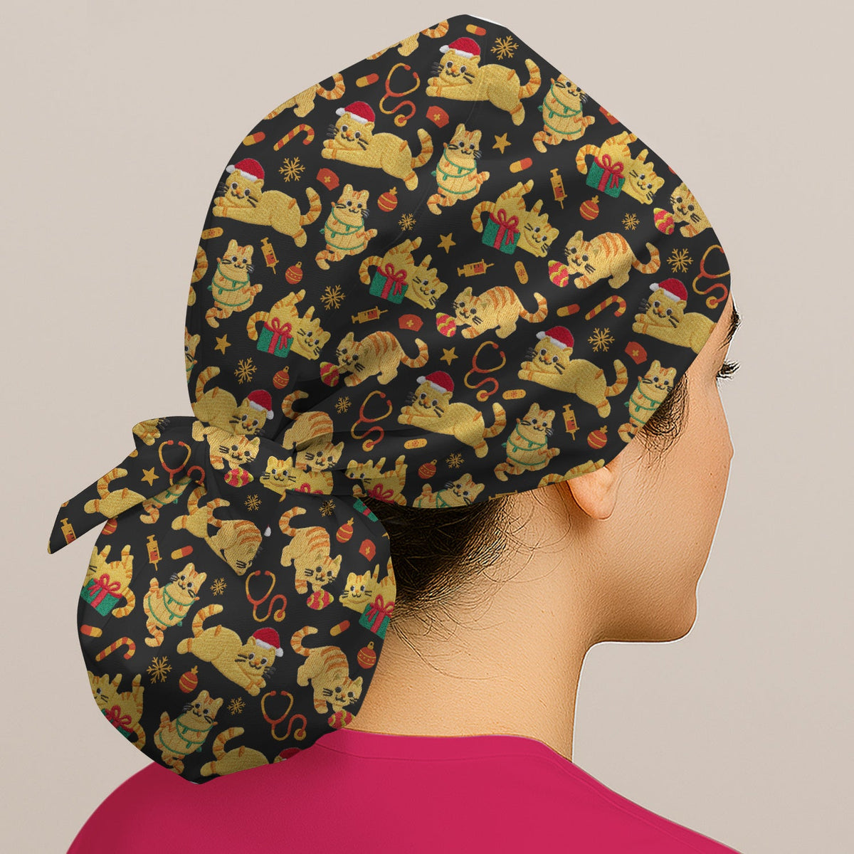 Christmas Kitty Scrub Cap