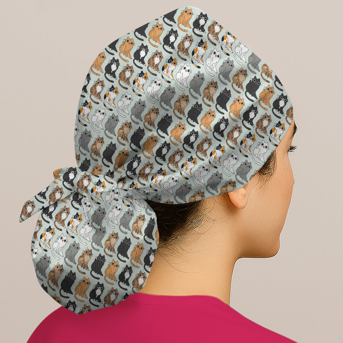 Cat Pattern Scrub Cap