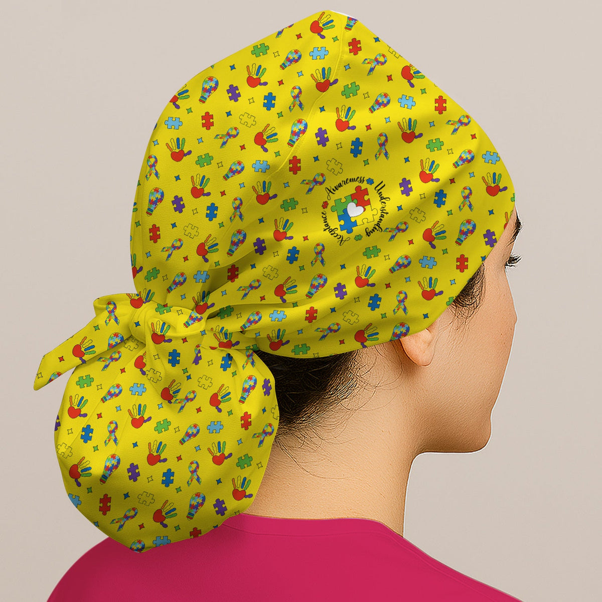Autism Awareness Colorful Puzzle Scrub Cap