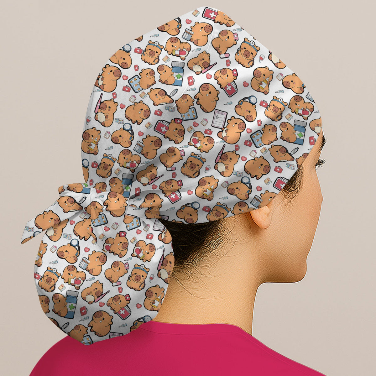 Capybara Stethoscope Medical Tools Scrub Cap