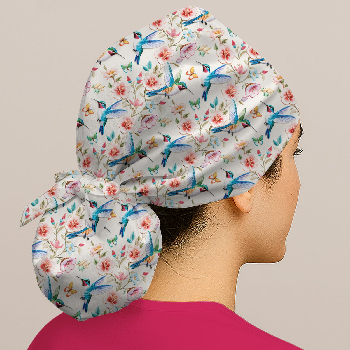 Hummingbird Blossom Butterfly Scrub Cap For Nurse