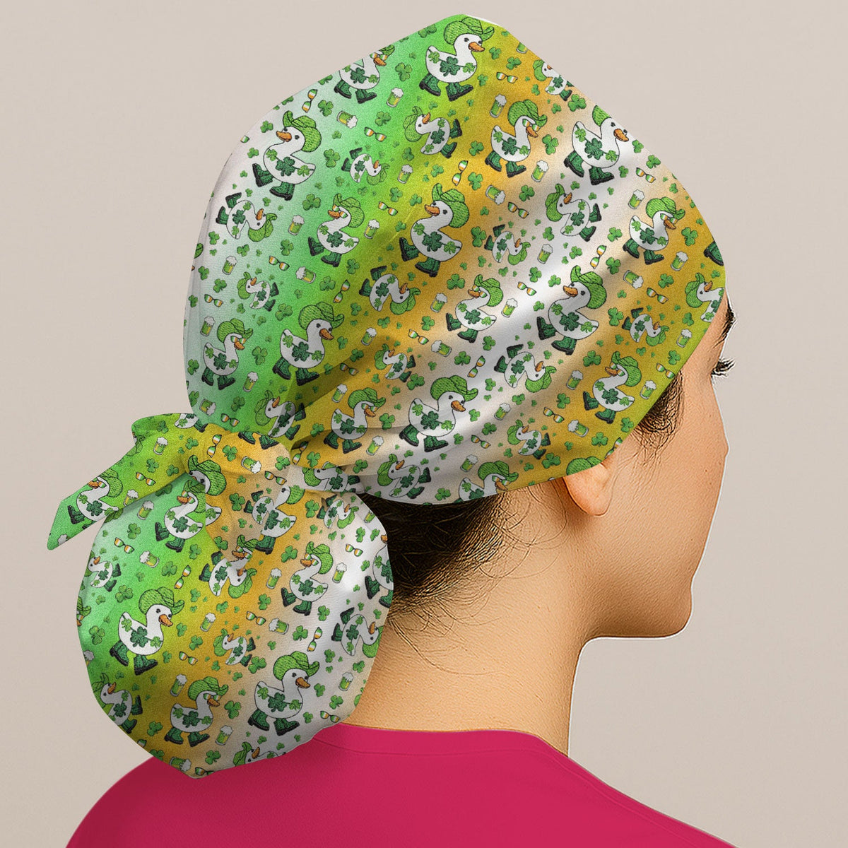 St Patrick Goose Shamrock Scrub Cap