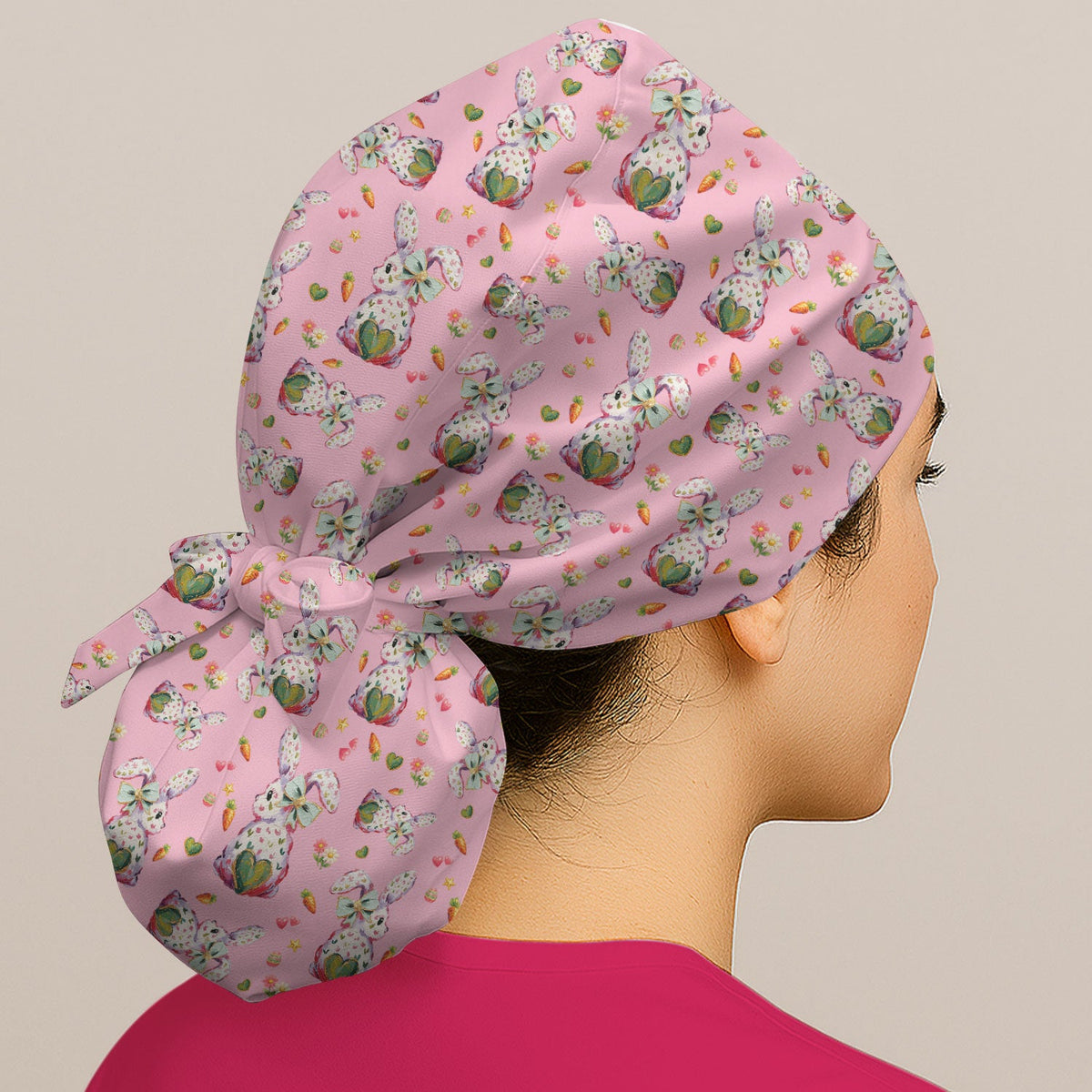 Pastel Bunny Easter Scrub Cap