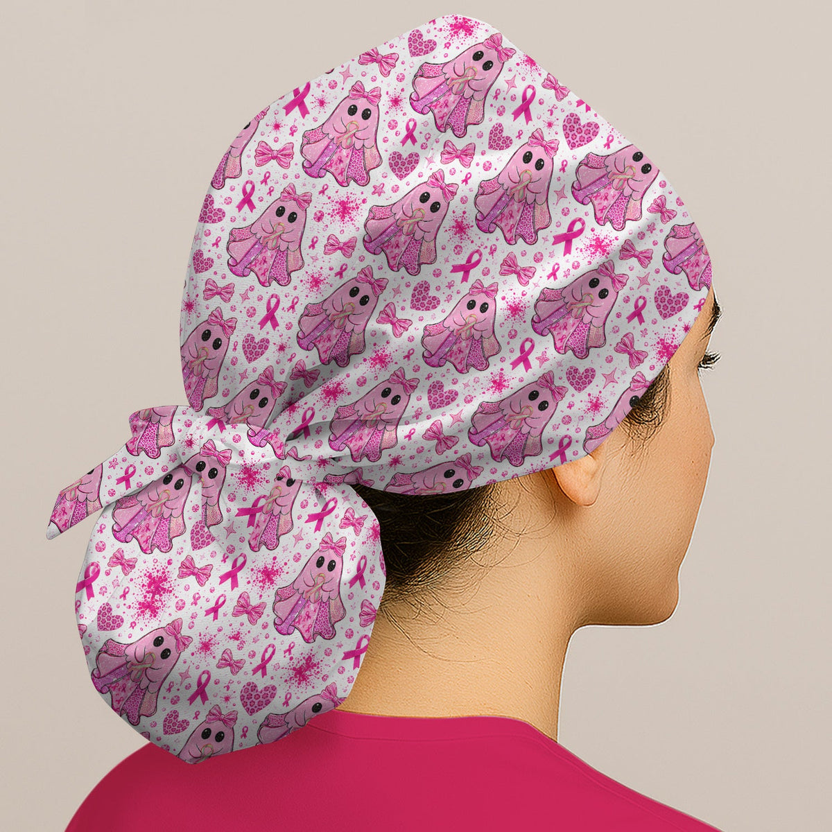 Breast Cancer Ribbon Ghost Princess Scrub Cap