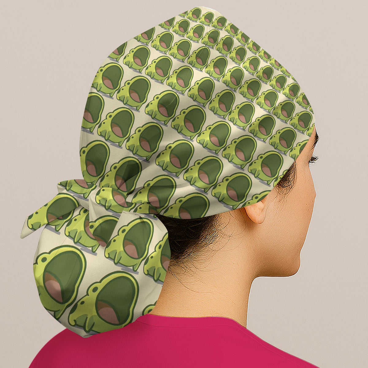 Green Frog Cartoon Scrub Cap
