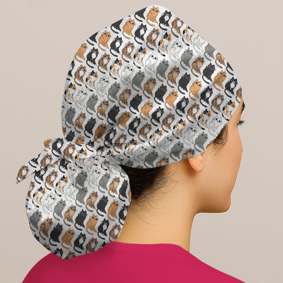 Cat Pattern Scrub Cap