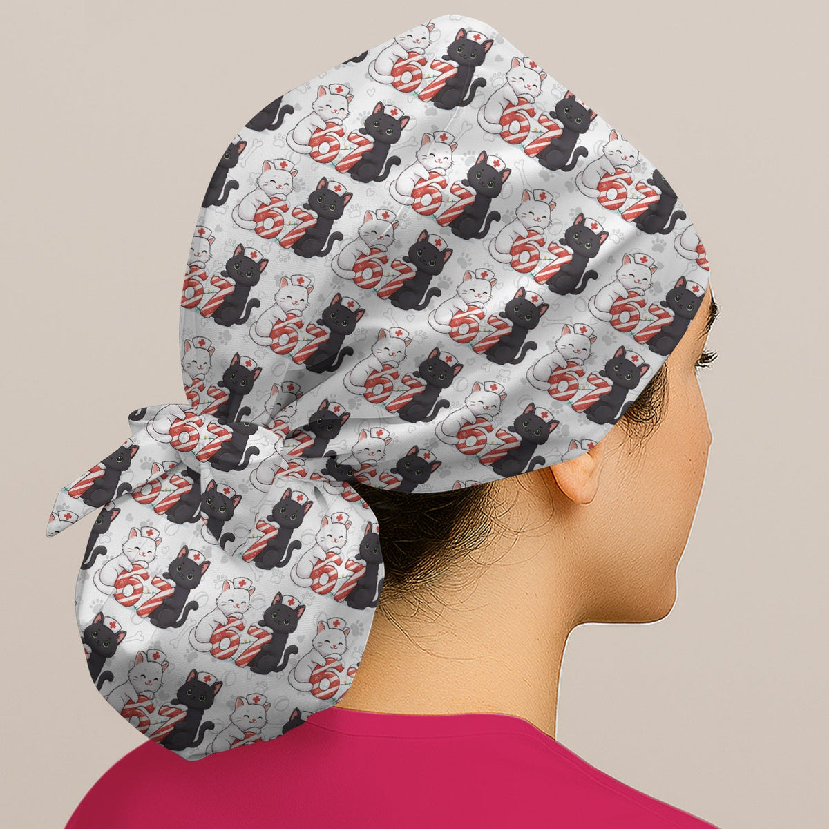 Xmas Cat Nurse Six Seven Scrub Cap